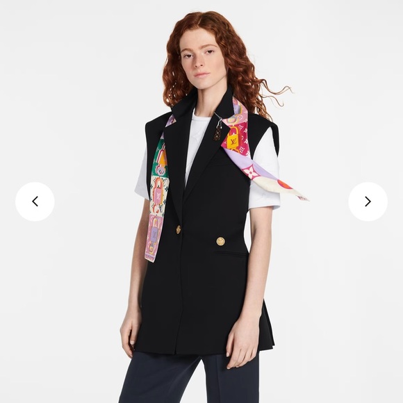 LOUIS VUITTON SCARF MONOGRAM SILK BLACK LOGO BEANIE M77675 NEW - Picture 2 of 13